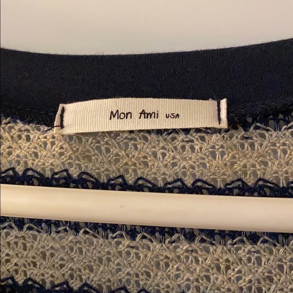 Navy blue and tan light tunic sweater - Picture 2 of 3